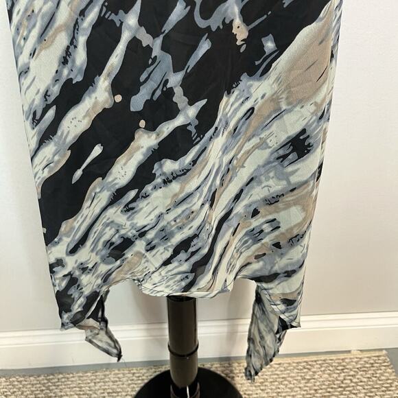 Robert Louis Skirt size Extra Large Black Gray Sheer A Line Scarf Sheer Boho - Picture 5 of 10